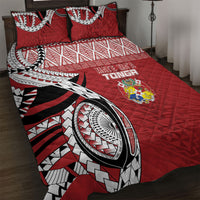 Mate Ma'a Tonga Rugby Kupesi Motifs Quilt Bed Set Red Waves LT7 Red - Polynesian Pride