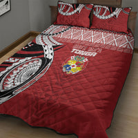 Mate Ma'a Tonga Rugby Kupesi Motifs Quilt Bed Set Red Waves LT7 - Polynesian Pride