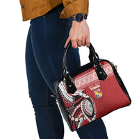 Mate Ma'a Tonga Rugby Kupesi Motifs Shoulder Handbag Red Waves LT7 - Polynesian Pride