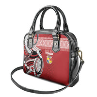 Mate Ma'a Tonga Rugby Kupesi Motifs Shoulder Handbag Red Waves LT7 - Polynesian Pride