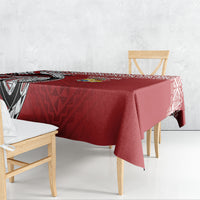 Mate Ma'a Tonga Rugby Kupesi Motifs Tablecloth Red Waves LT7 - Polynesian Pride