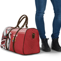 Mate Ma'a Tonga Rugby Kupesi Motifs Travel Bag Red Waves LT7 - Polynesian Pride