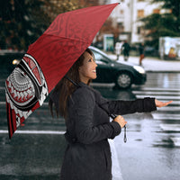 Mate Ma'a Tonga Rugby Kupesi Motifs Umbrella Red Waves LT7 - Polynesian Pride