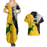 Australia Rugby Mix New Zealands Rugby Couples Matching Summer Maxi Dress and Hawaiian Shirt Wallabies Versus Silver Fern Sporty Basic LT7 - Polynesian Pride