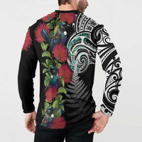 Meri Kirihimete New Zealand Button Sweatshirt Tui on Pohutukawa LT7 - Polynesian Pride