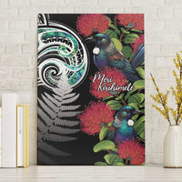 Meri Kirihimete New Zealand Canvas Wall Art Tui on Pohutukawa LT7 Without Frame Black - Polynesian Pride