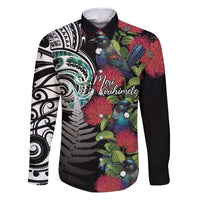 Meri Kirihimete New Zealand Family Matching Off Shoulder Maxi Dress and Hawaiian Shirt Tui on Pohutukawa