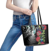 Meri Kirihimete New Zealand Leather Tote Bag Tui on Pohutukawa LT7 - Polynesian Pride