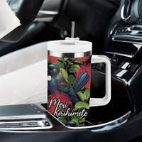 Meri Kirihimete New Zealand Tumbler With Handle Tui on Pohutukawa LT7 - Polynesian Pride