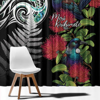 Meri Kirihimete New Zealand Window Curtain Tui on Pohutukawa LT7 - Polynesian Pride