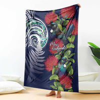 Meri Kirihimete New Zealand Blanket Tui on Pohutukawa - Blue Ver LT7 - Polynesian Pride
