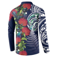 Meri Kirihimete New Zealand Button Sweatshirt Tui on Pohutukawa - Blue Ver LT7 - Polynesian Pride