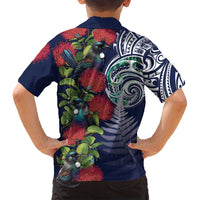 Meri Kirihimete New Zealand Family Matching Tank Maxi Dress and Hawaiian Shirt Tui on Pohutukawa - Blue Ver LT7 - Polynesian Pride