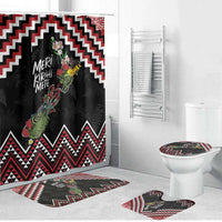 New Zealand Christmas Taniko Poutama Bathroom Set Flora Map with Birds - Polynesian Pride