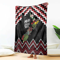 New Zealand Christmas Taniko Poutama Blanket Flora Map with Birds - Polynesian Pride