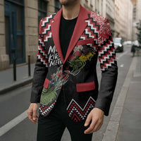 New Zealand Christmas Taniko Poutama Blazer Flora Map with Birds - Polynesian Pride