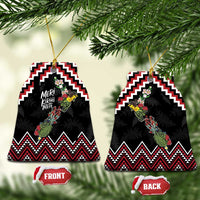 New Zealand Christmas Taniko Poutama Ceramic Ornament Flora Map with Birds - Polynesian Pride