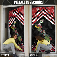 New Zealand Christmas Taniko Poutama Door Cover Flora Map with Birds - Polynesian Pride