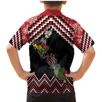 New Zealand Christmas Taniko Poutama Family Matching Mermaid Dress and Hawaiian Shirt Flora Map with Birds - Polynesian Pride