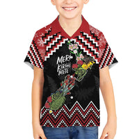 New Zealand Christmas Taniko Poutama Family Matching Puletasi and Hawaiian Shirt Flora Map with Birds - Polynesian Pride