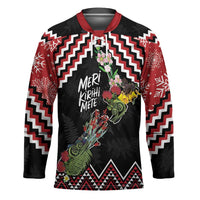 New Zealand Christmas Taniko Poutama Hockey Jersey Flora Map with Birds - Polynesian Pride