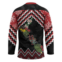New Zealand Christmas Taniko Poutama Hockey Jersey Flora Map with Birds - Polynesian Pride