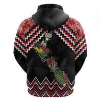 New Zealand Christmas Taniko Poutama Hoodie Flora Map with Birds - Polynesian Pride