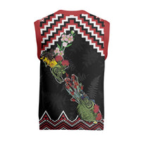 New Zealand Christmas Taniko Poutama Christmas Knitted V-Neck Vest Flora Map with Birds - Polynesian Pride