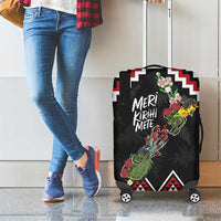 New Zealand Christmas Taniko Poutama Luggage Cover Flora Map with Birds - Polynesian Pride