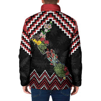 New Zealand Christmas Taniko Poutama Padded Jacket Flora Map with Birds - Polynesian Pride