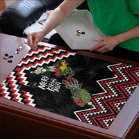 New Zealand Christmas Taniko Poutama Puzzle Flora Map with Birds - Polynesian Pride