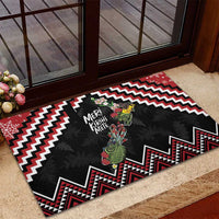 New Zealand Christmas Taniko Poutama Rubber Doormat Flora Map with Birds - Polynesian Pride