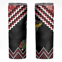 New Zealand Christmas Taniko Poutama Skinny Tumbler Flora Map with Birds - Polynesian Pride