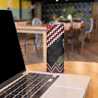 New Zealand Christmas Taniko Poutama Skinny Tumbler Flora Map with Birds - Polynesian Pride