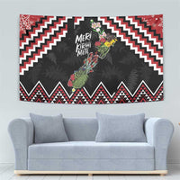 New Zealand Christmas Taniko Poutama Tapestry Flora Map with Birds - Polynesian Pride