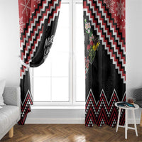 New Zealand Christmas Taniko Poutama Window Curtain Flora Map with Birds - Polynesian Pride