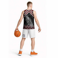 New Zealand Christmas Taniko Poutama Basketball Jersey Mountainscape Maori Fern - Polynesian Pride