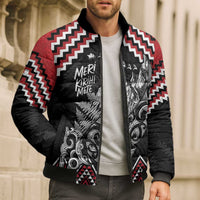New Zealand Christmas Taniko Poutama Bomber Puffer Jacket Mountainscape Maori Fern - Polynesian Pride