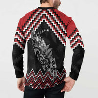New Zealand Christmas Taniko Poutama Button Sweatshirt Mountainscape Maori Fern - Polynesian Pride
