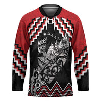 New Zealand Christmas Taniko Poutama Hockey Jersey Mountainscape Maori Fern LT7 Unisex Black - Polynesian Pride