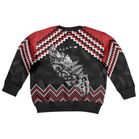 New Zealand Christmas Taniko Poutama Kid Ugly Christmas Sweater Mountainscape Maori Fern - Polynesian Pride