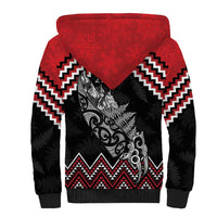 New Zealand Christmas Taniko Poutama Sherpa Hoodie Mountainscape Maori Fern - Polynesian Pride