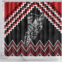New Zealand Christmas Taniko Poutama Shower Curtain Mountainscape Maori Fern - Polynesian Pride