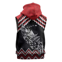 New Zealand Christmas Taniko Poutama Sleeveless Zip Hoodie Mountainscape Maori Fern - Polynesian Pride