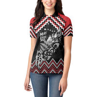 New Zealand Christmas Taniko Poutama Women Polo Shirt Mountainscape Maori Fern - Polynesian Pride