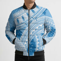 Bula Fiji Classic Masi Tapa Bomber Puffer Jacket Turquoise - Polynesian Pride