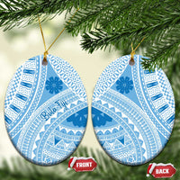 Bula Fiji Classic Masi Tapa Ceramic Ornament Turquoise - Polynesian Pride