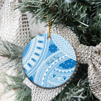 Bula Fiji Classic Masi Tapa Ceramic Ornament Turquoise - Polynesian Pride