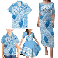 Bula Fiji Classic Masi Tapa Family Matching Puletasi and Hawaiian Shirt Turquoise - Polynesian Pride