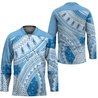 Bula Fiji Classic Masi Tapa Hockey Jersey Turquoise LT7 - Polynesian Pride